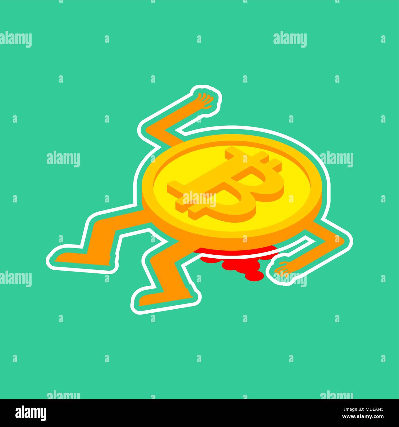 Dead bitcoin. Corpse of crypto currency Crime scene Chalk silhouette  corpse. Chalk outline of dead body. Vector illustration Stock Vector Image  & Art - Alamy
