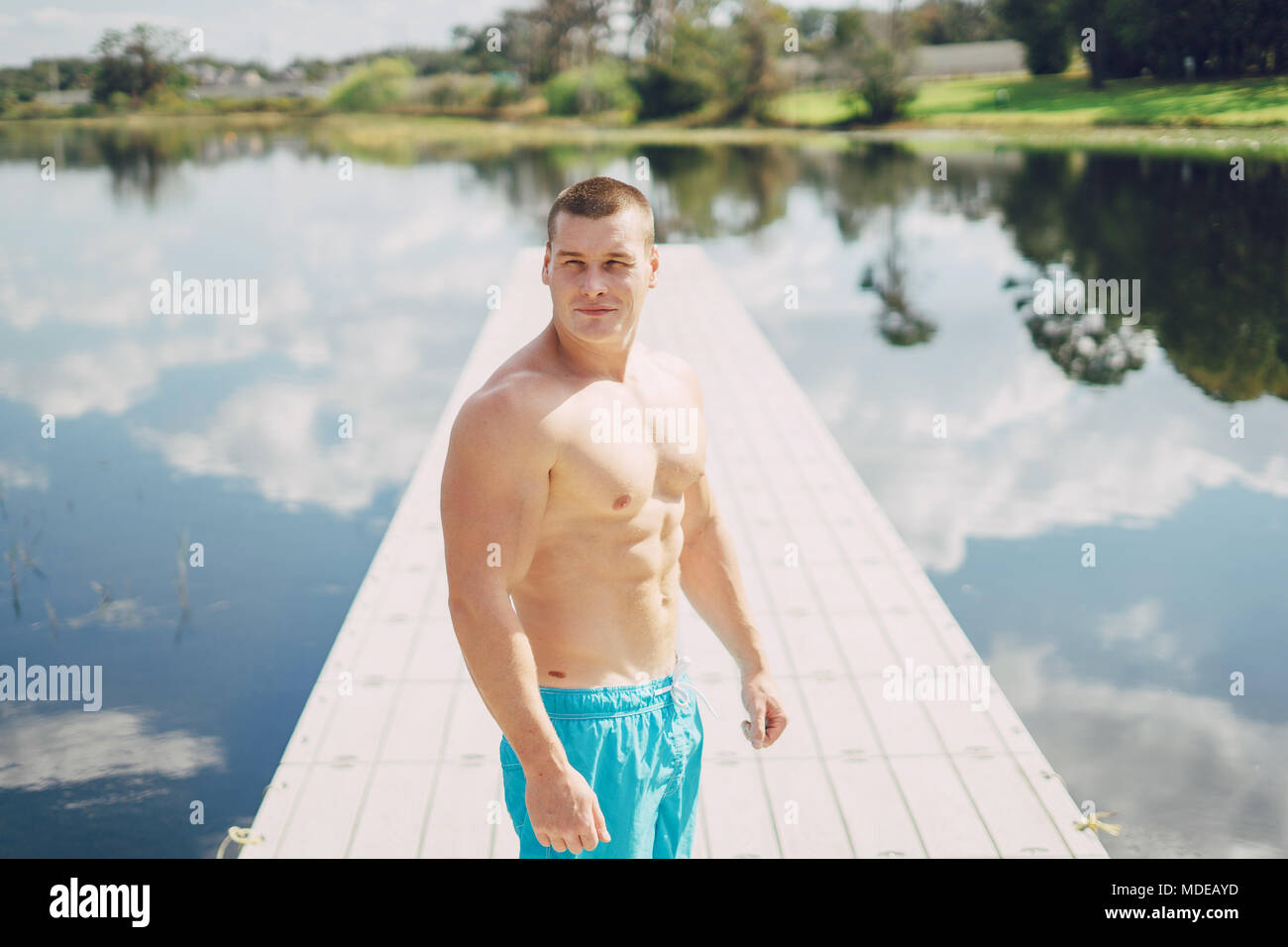 Handsome pumped up man training hi-res stock photography and images - Alamy