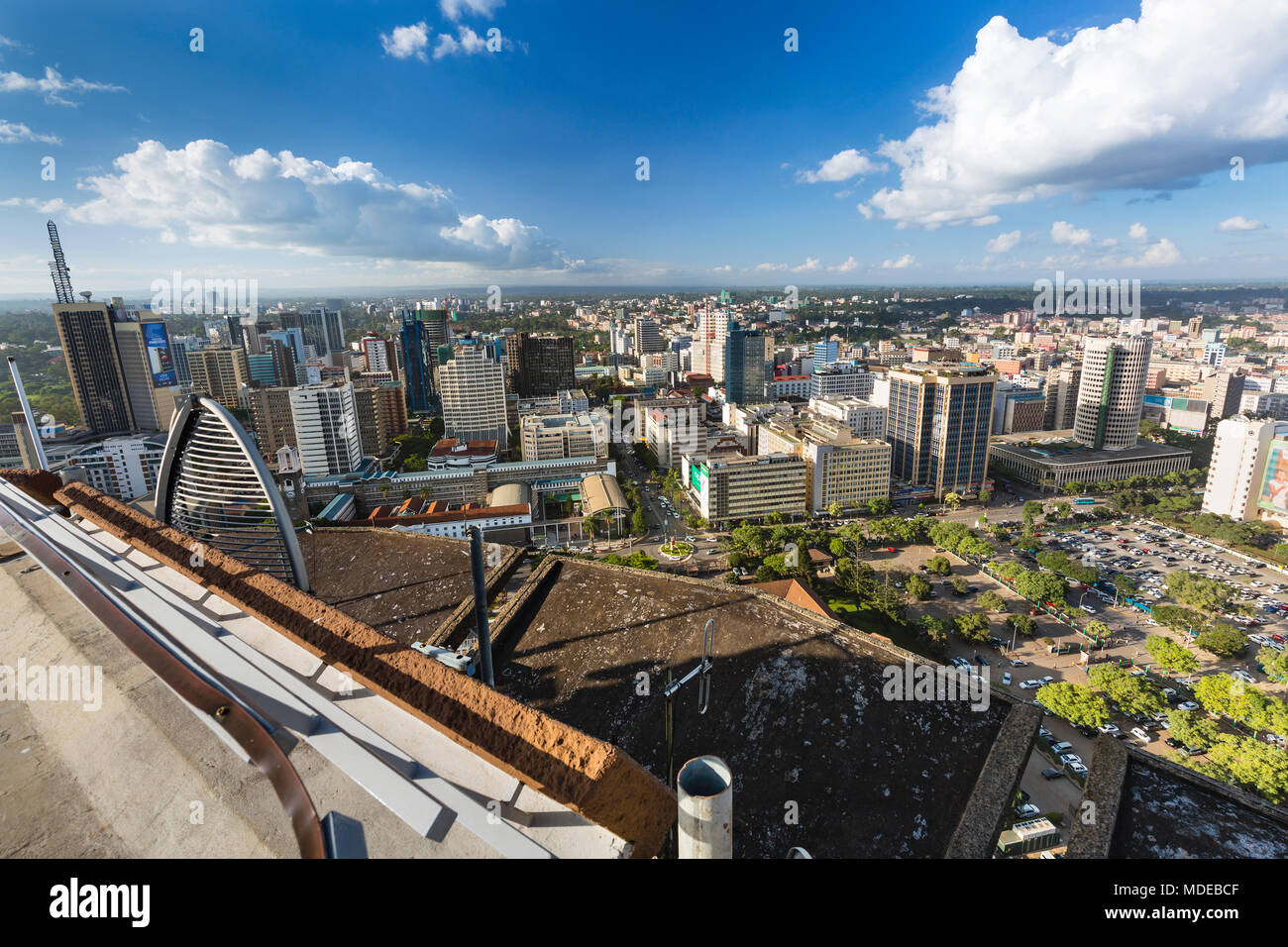 Nairobi, Kenya - December 23: View from the KICC observation platform over the business district of Nairobi, Kenya on December 23, 2015 Stock Photo