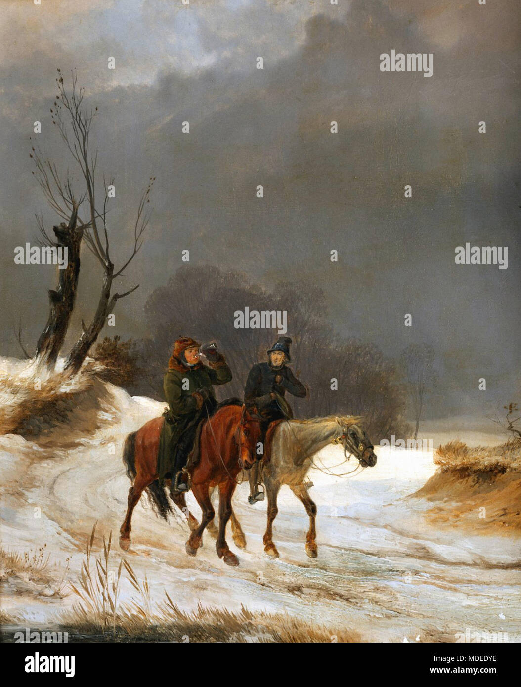 Rick Reiter Zimmermann Richard August - Zwei Reiter in Verschneiter Landschaft ...