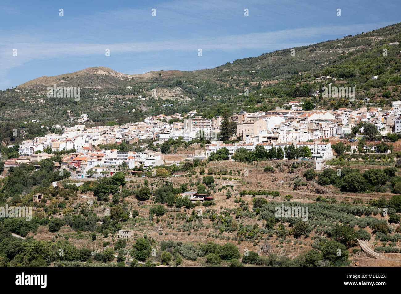View over mountain town of Lanjaron, Alpujarras area, Granada Province, Andalucia, Spain, Europe Stock Photo