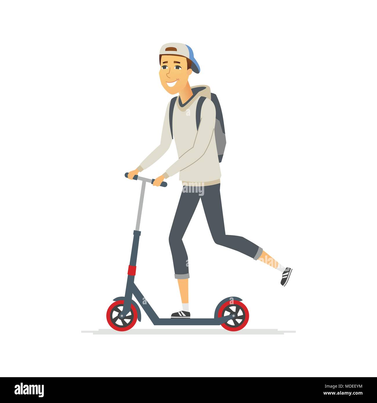 Boy Riding A Kick Scooter Cartoon People Character Isolated Illustration Stock Vector Image Art Alamy