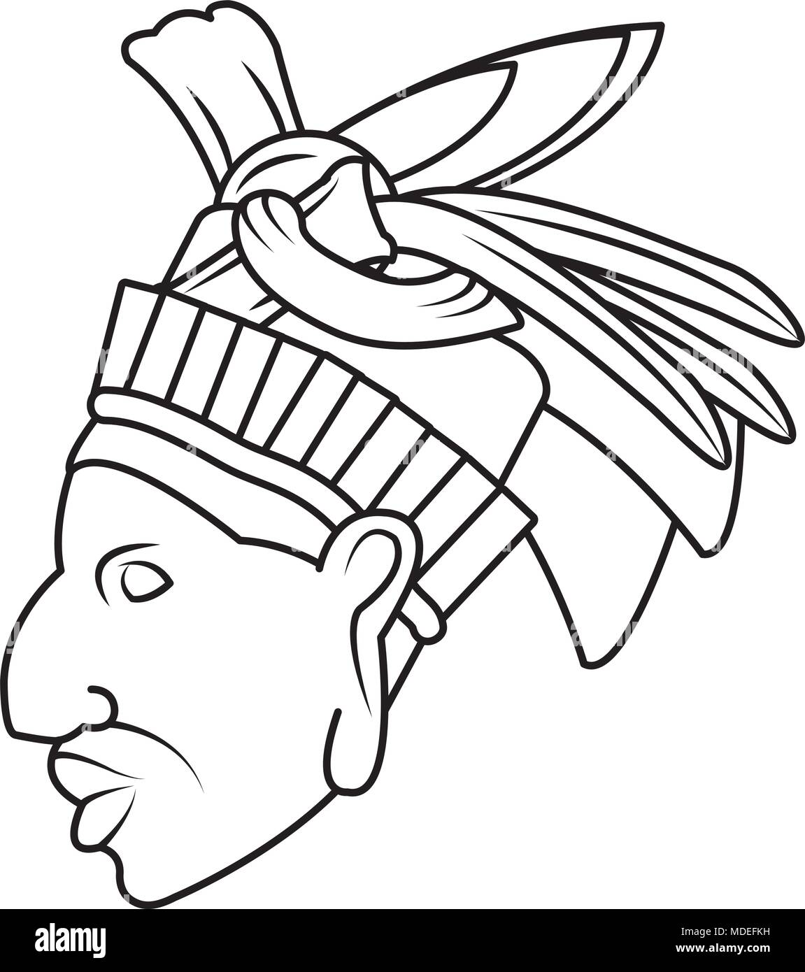 line tradional cacique sculpture native symbol Stock Vector Image