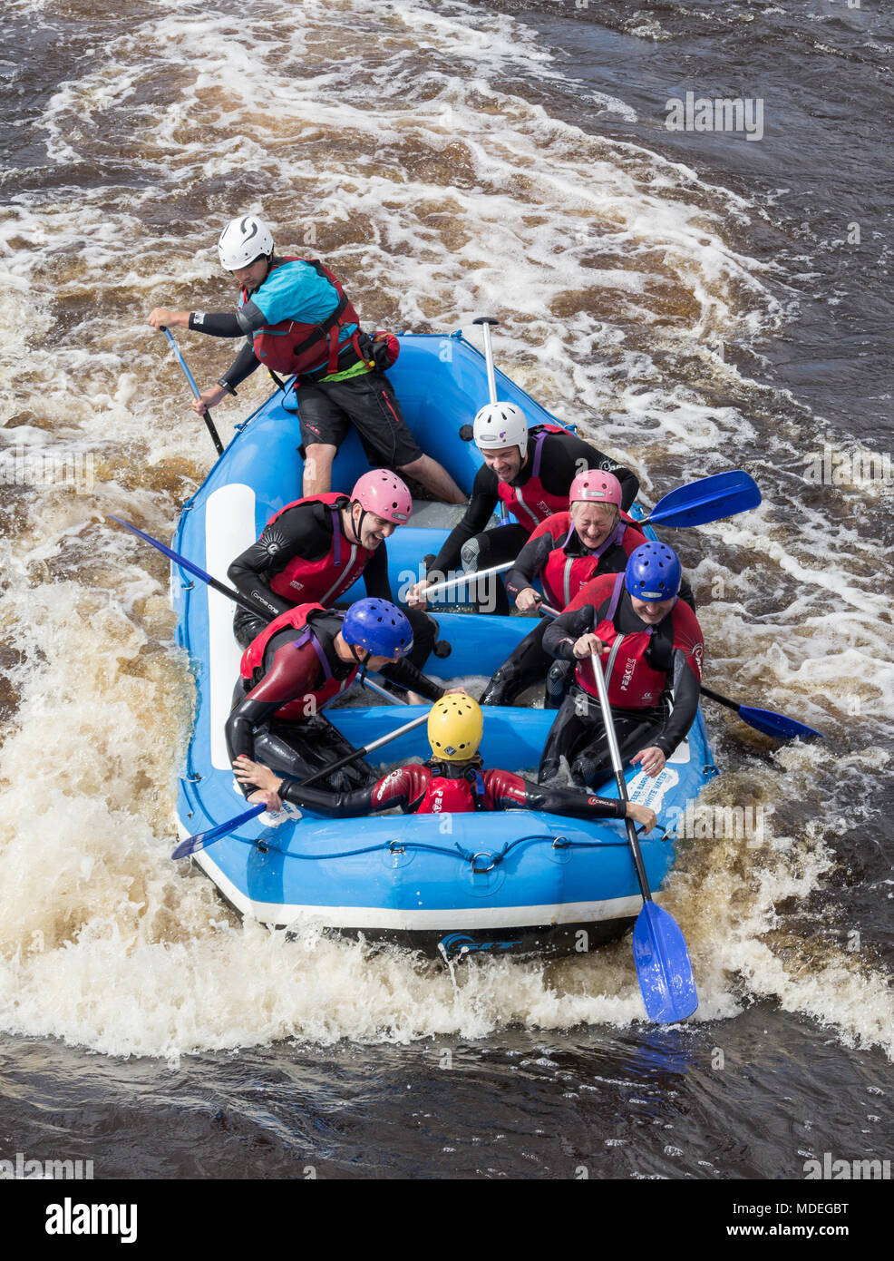 White water rafting at Tees Barrage International White Water Course, Stockton on Tees. UK Stock