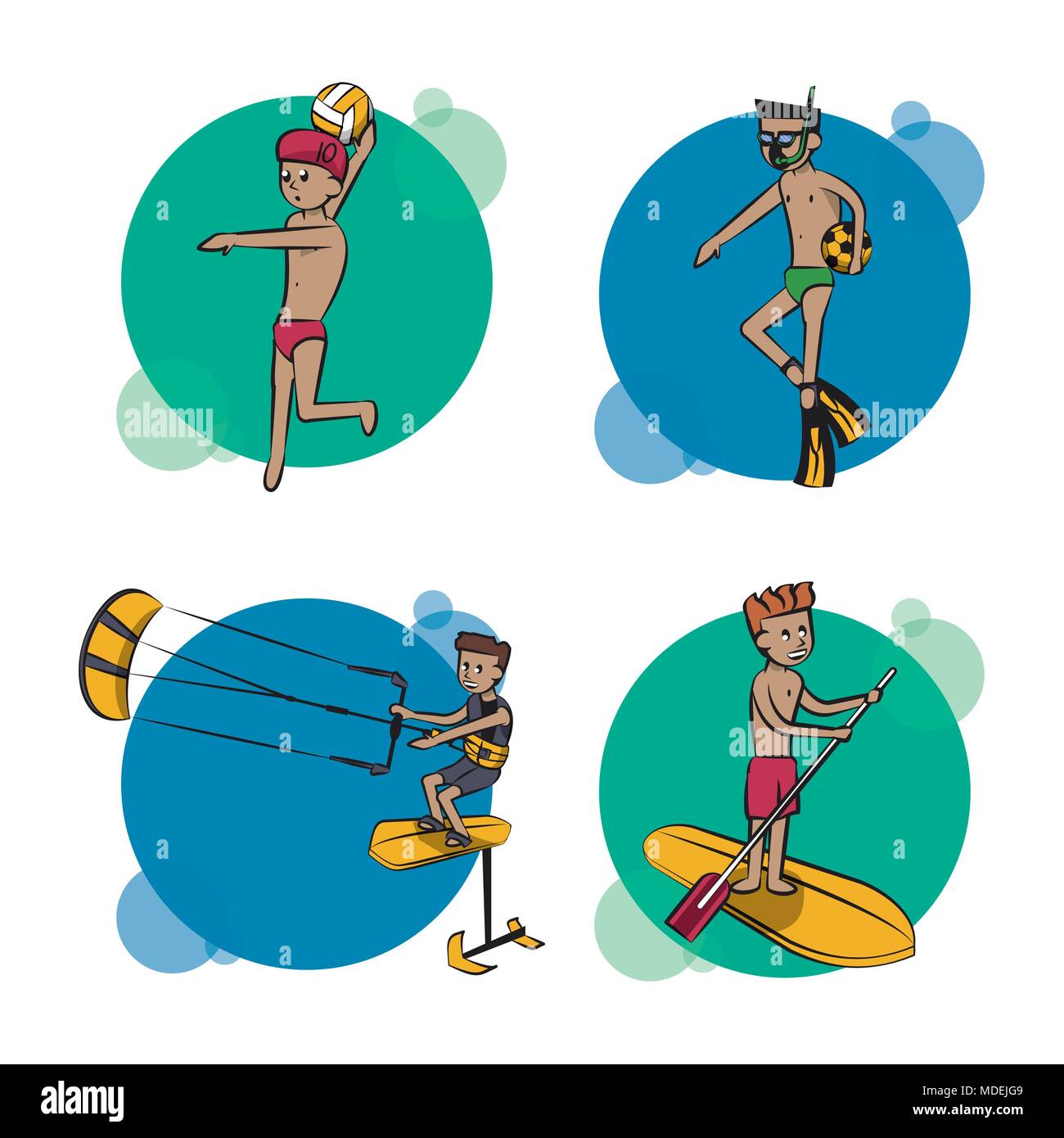 Set of water sports cartoons Stock Vector Image & Art Alamy
