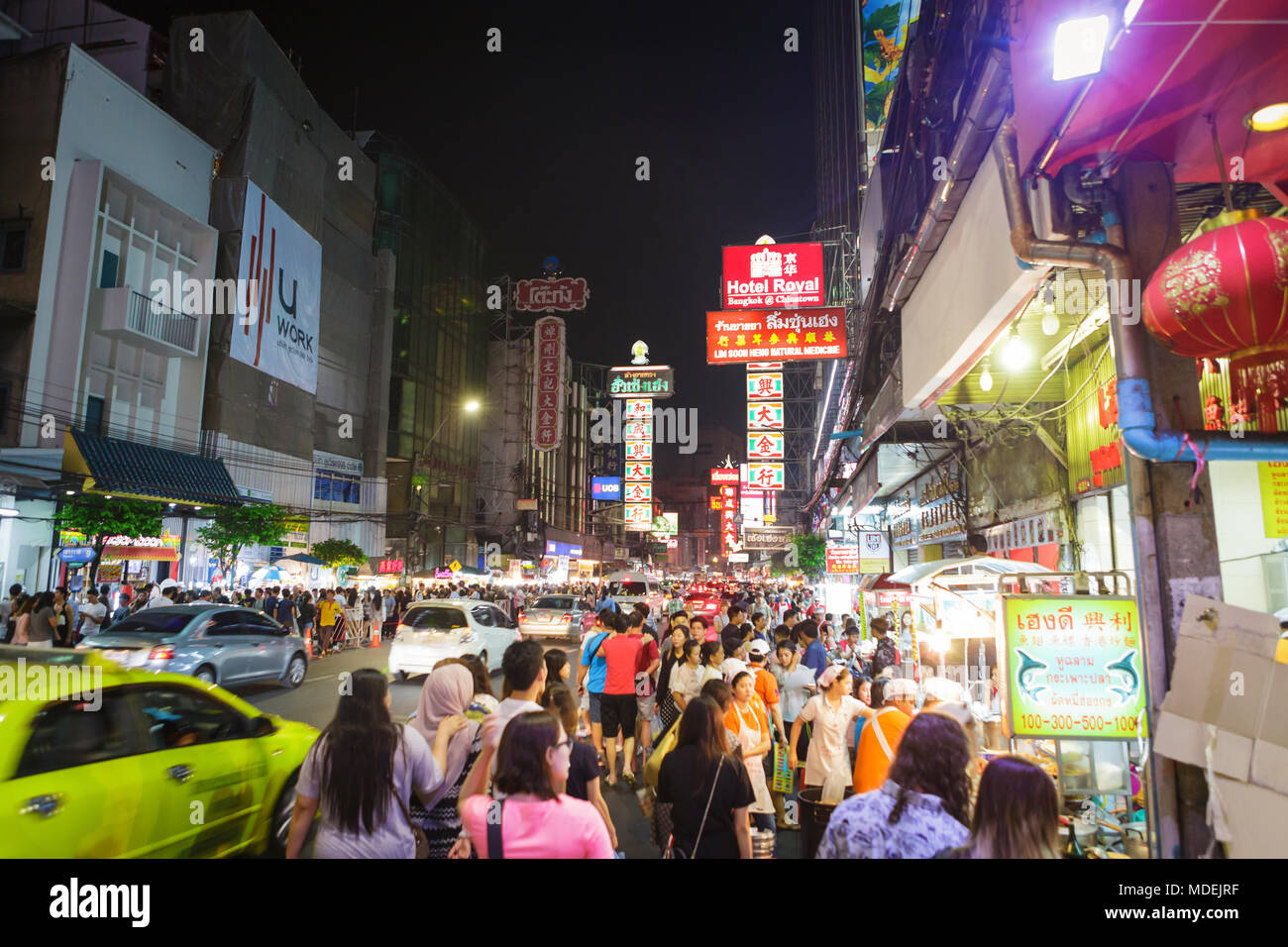 Bangkok, Thailand - march 10 2018: night life in Chinatown Stock Photo