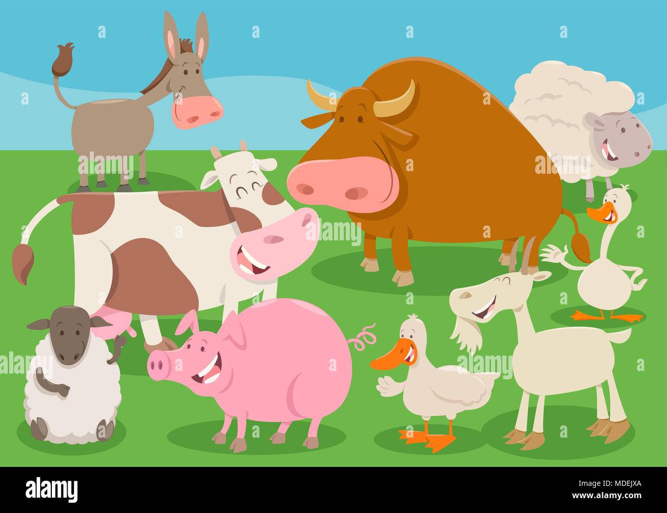 Cartoon Illustration of Farm Animal Livestock Characters Group Stock Vector