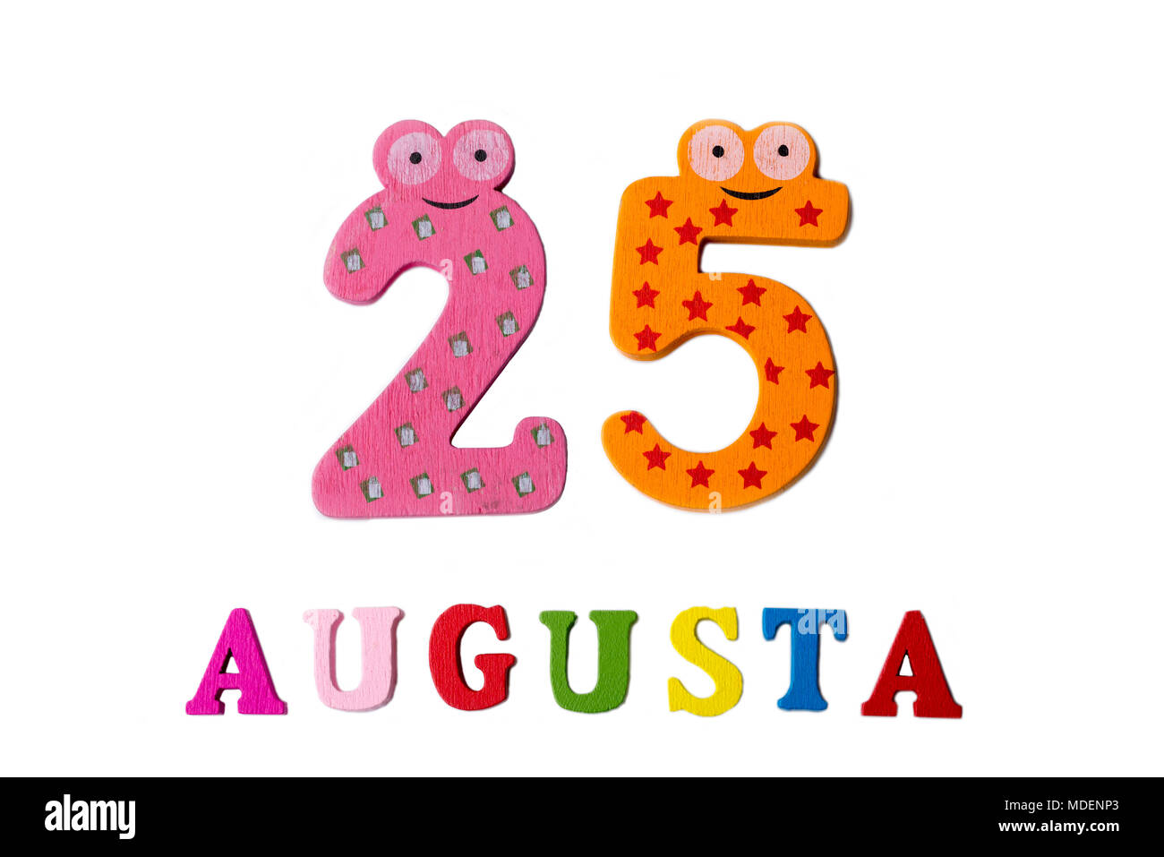 August 25th. Image of August 25, close-up of numbers and letters on white background. Summer day Stock Photo - Alamy