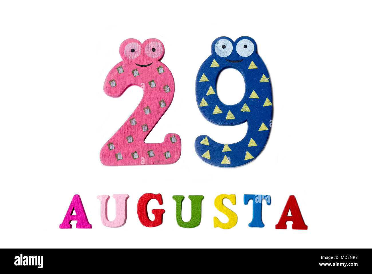August 29th. The picture on 29 August, close-up of numbers and letters on a  white background. Summer day Stock Photo - Alamy