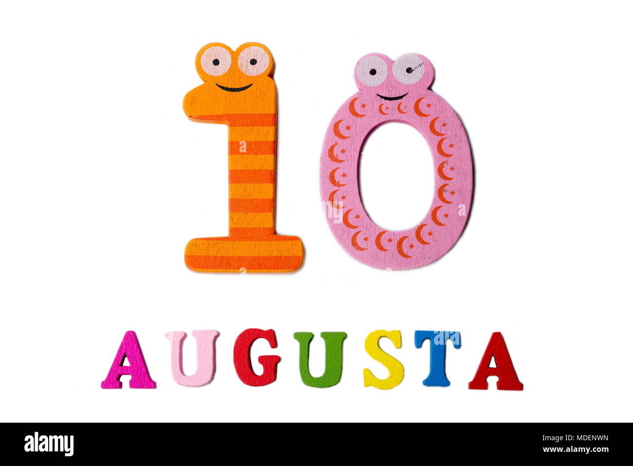 August 10th. Image of August 10, close-up of numbers and letters on white  background. Summer day Stock Photo - Alamy