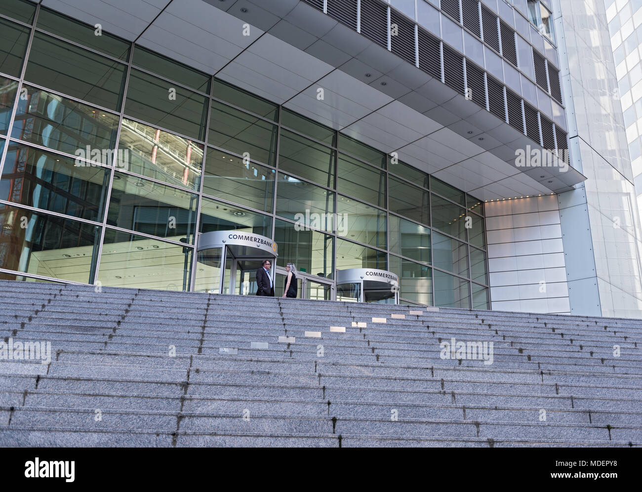 entrance of the commerzbank ag headquarters in frankfurt am main, germany Stock Photo