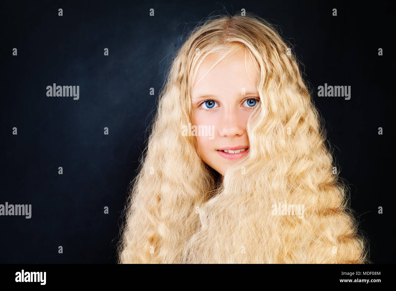 Young Beautiful Girl With Long Blonde Hair Blonde Child Girl With
