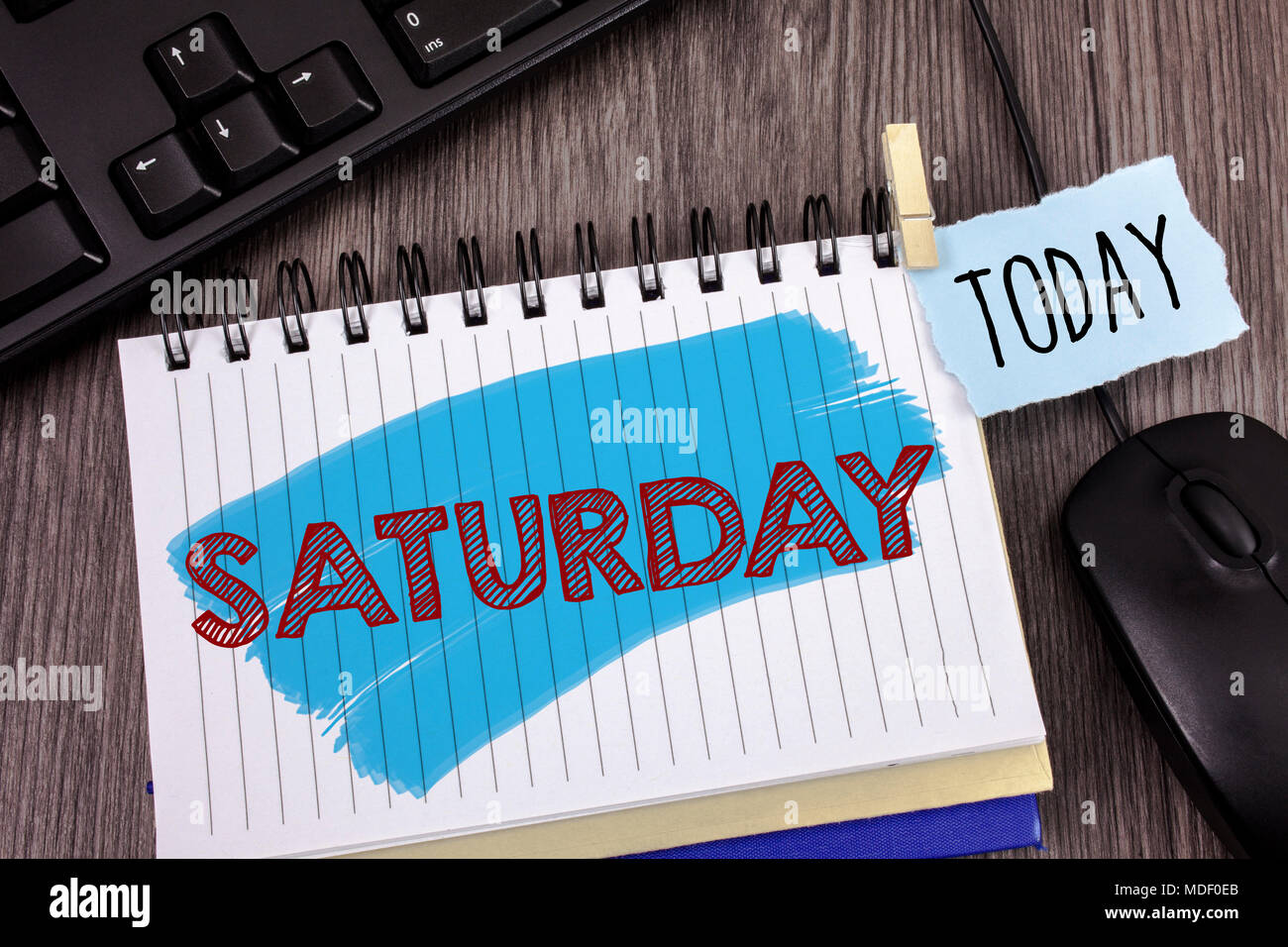 Text sign showing Saturday. Conceptual photo First day of the weekend ...