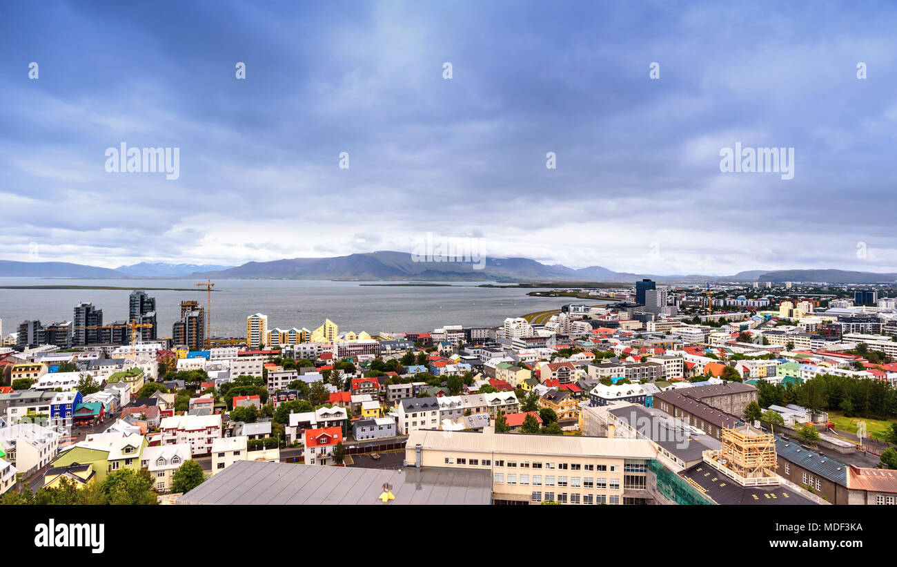 Beautiful aerial view of Reykjavik, the capital city of Iceland Stock Photo