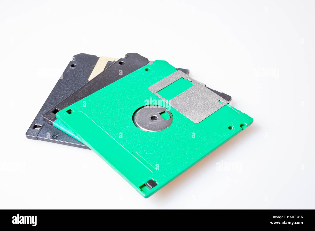 Computer floppy disks closeup isolated on white background Stock Photo