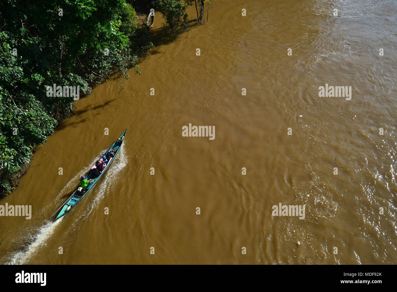 community activities on the Barito river, Borneo, Indonesia. Stock Photo