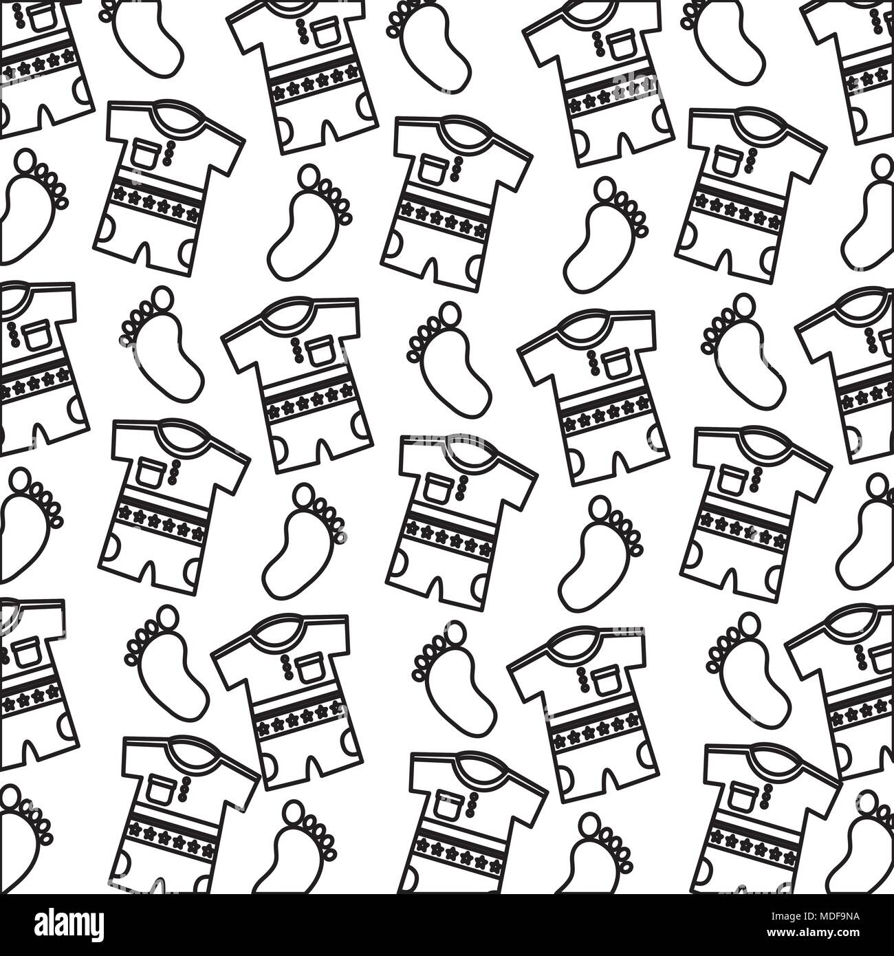 background baby shower boy clothes and footprints Stock Vector Image