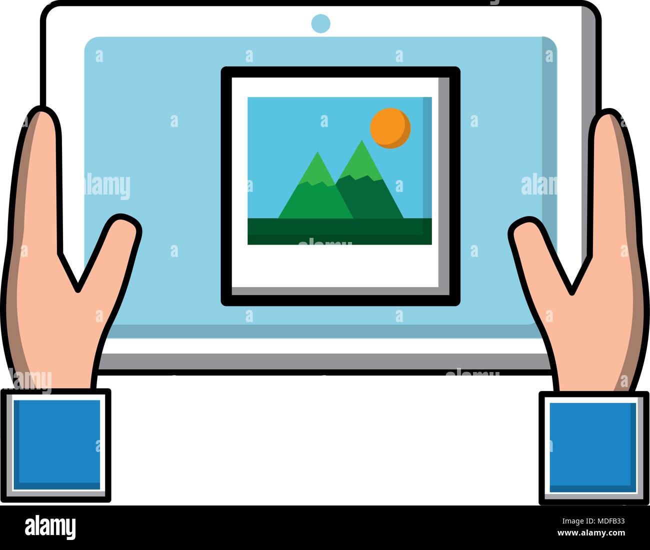 Woman hands using tablet Stock Vector Images - Alamy