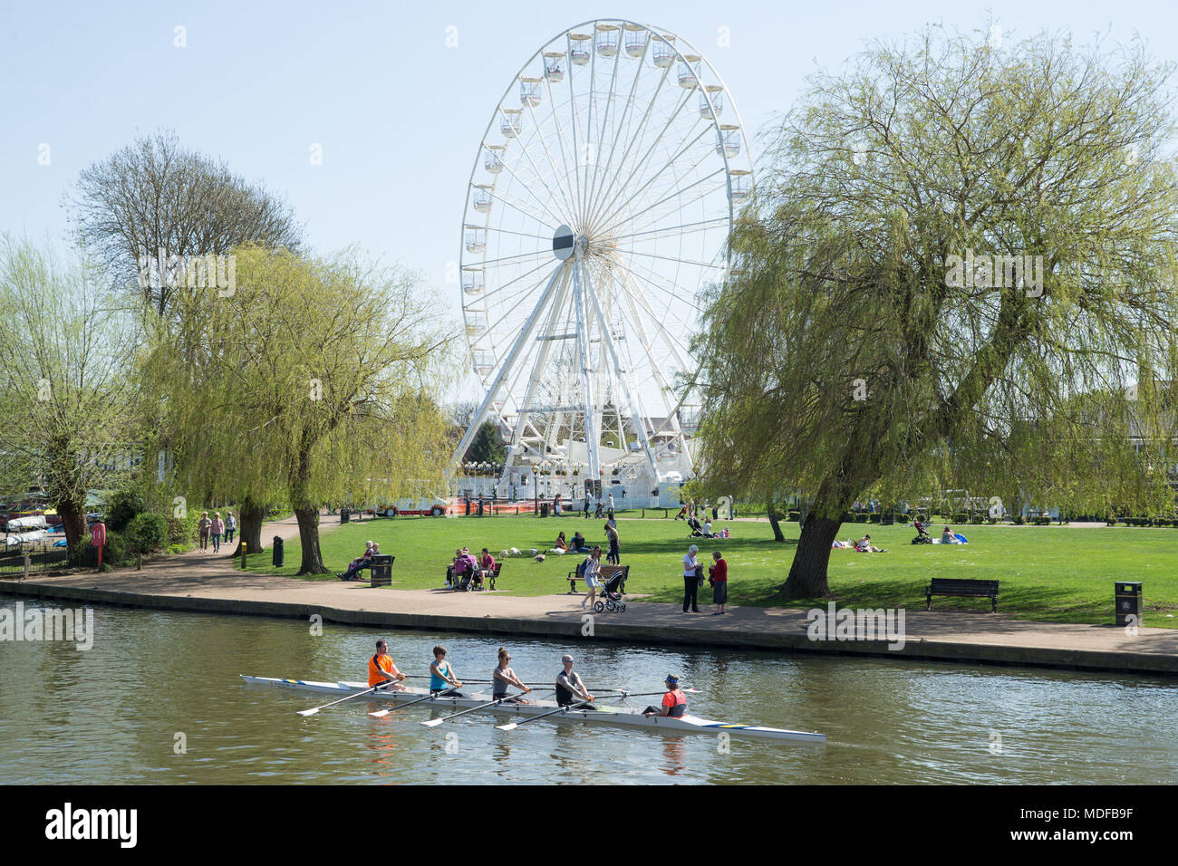 People row down the River Avon enjoy the hottest day of April so far in