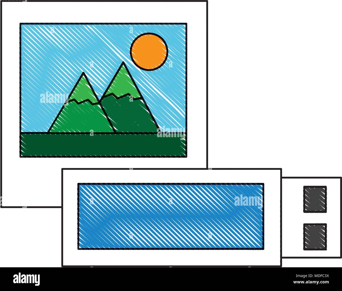 picture and usb memory backup social media Stock Vector