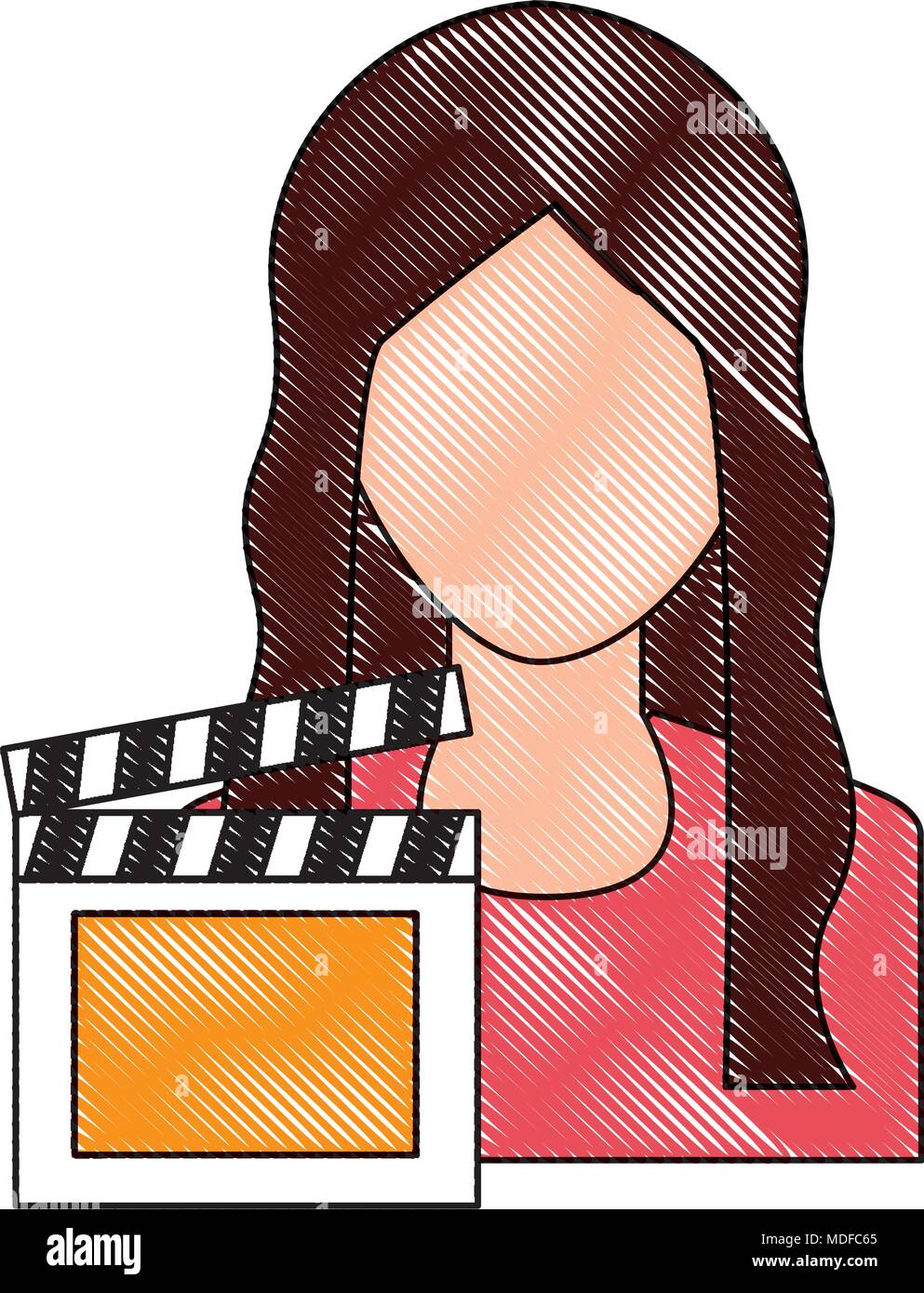 woman avatar character film clapperboard Stock Vector