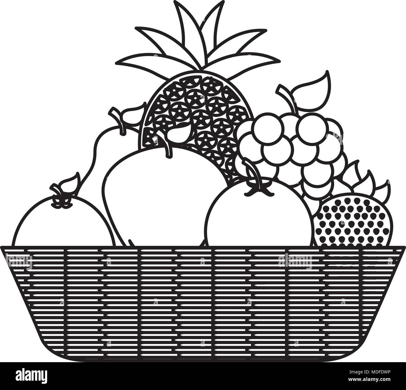 wicker basket full fruits healthy Stock Vector Image & Art - Alamy