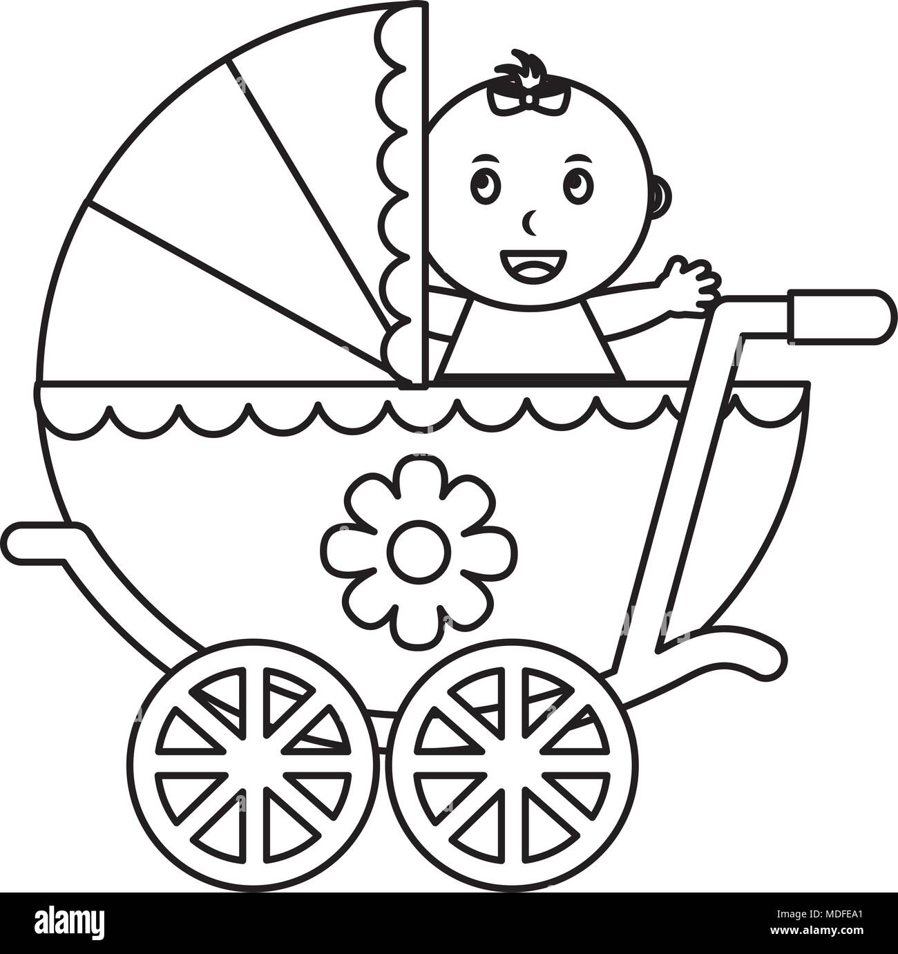 cute sweet baby girl in pram safety Stock Vector Image & Art Alamy