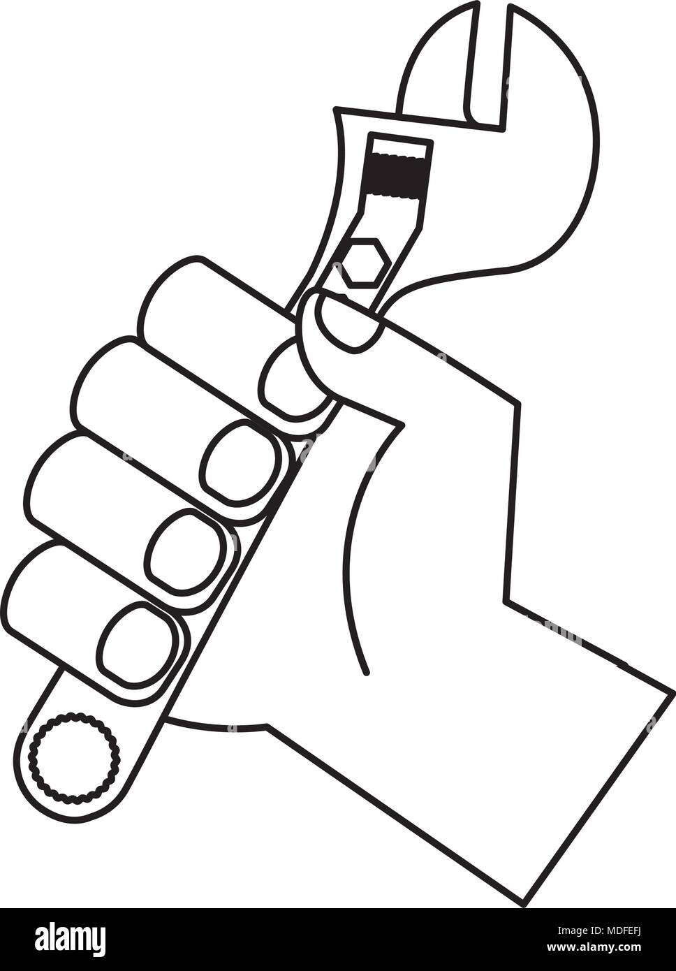 hand holding adjustable wrench tool repair Stock Vector Image & Art - Alamy