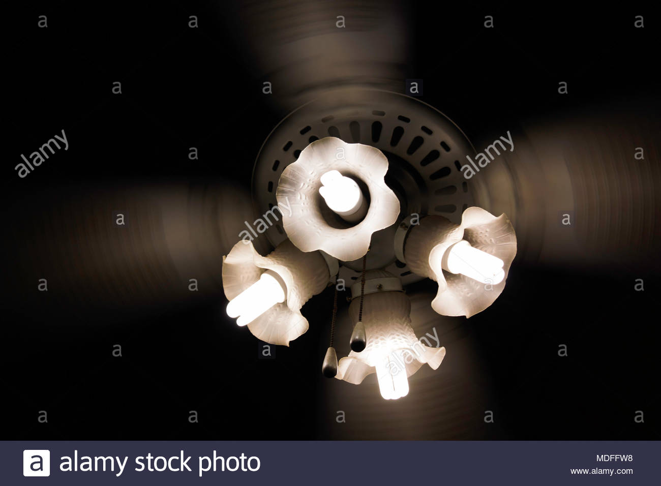 Floral Lights Ceiling Fan In Motion Stock Photo 180435956 Alamy