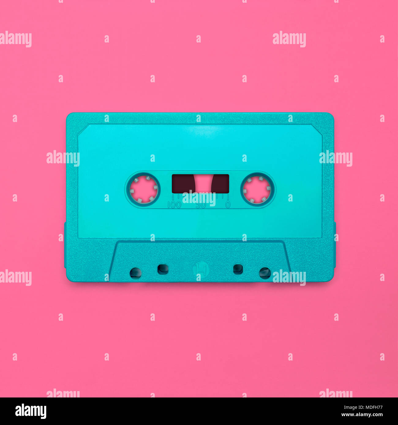 Cassette tape nostalgia, isolated and presented in punchy pastel colors, for creative design cover, poster, book, printing, gift card, flyer, magazine Stock Photo