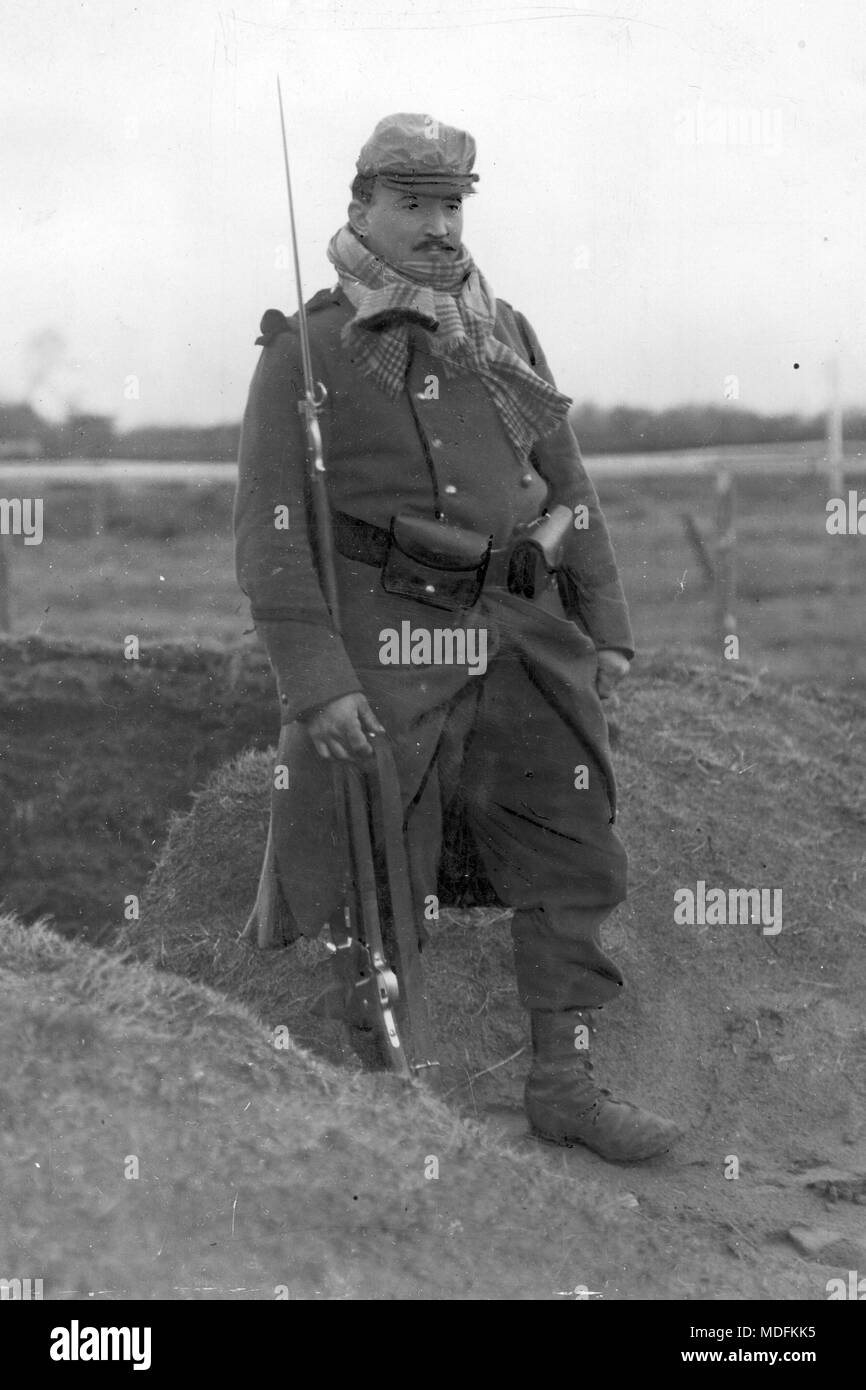French soldier on guard WW1 Stock Photo