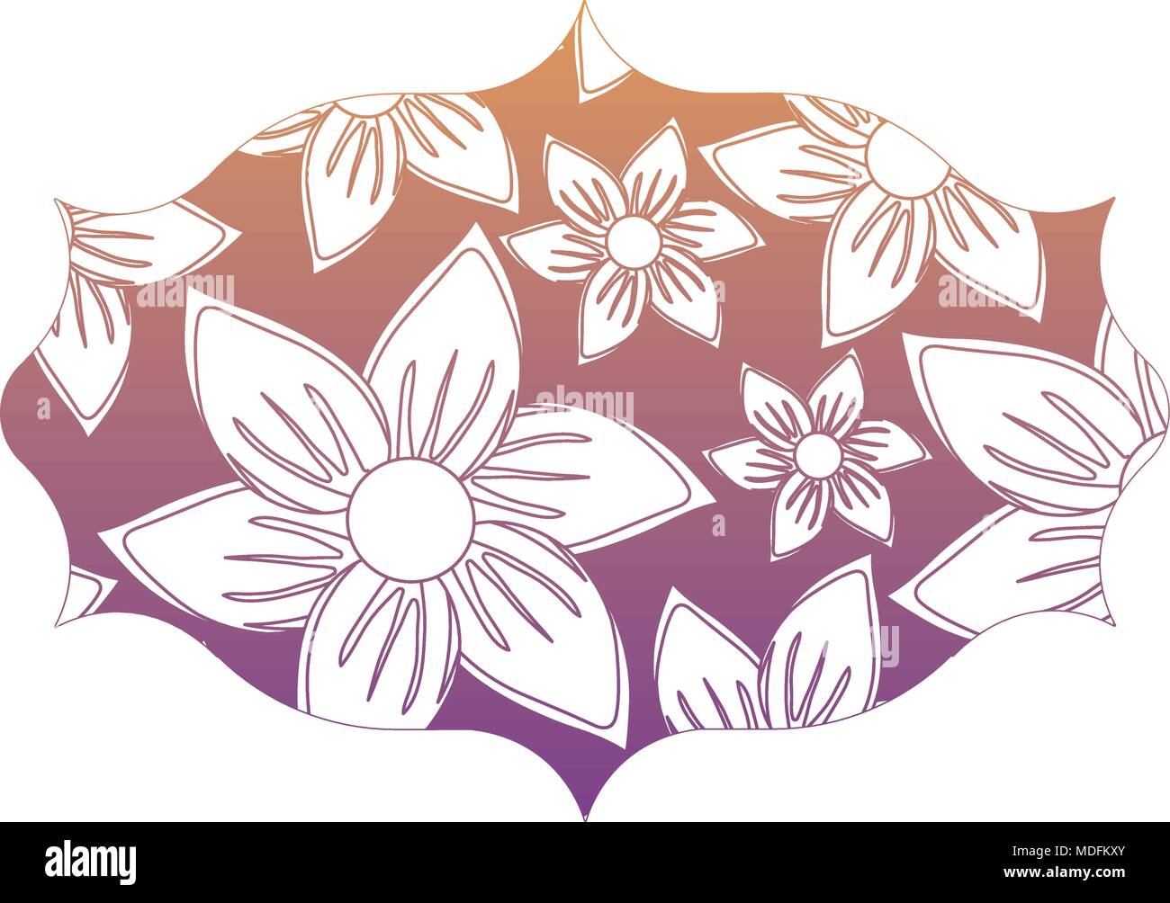 colorful decorative frame with floral design, vector illustration Stock ...