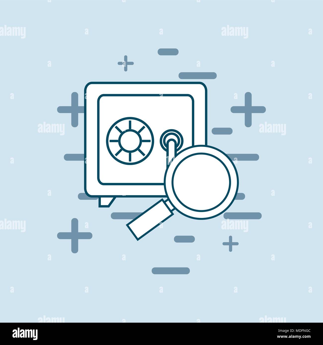 cyber security design with strongbox and lupe over blue background ...