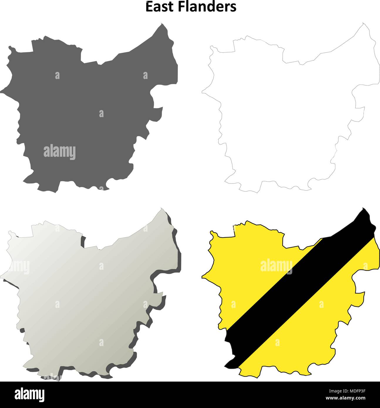 East Flanders outline map set - Flemish version Stock Vector