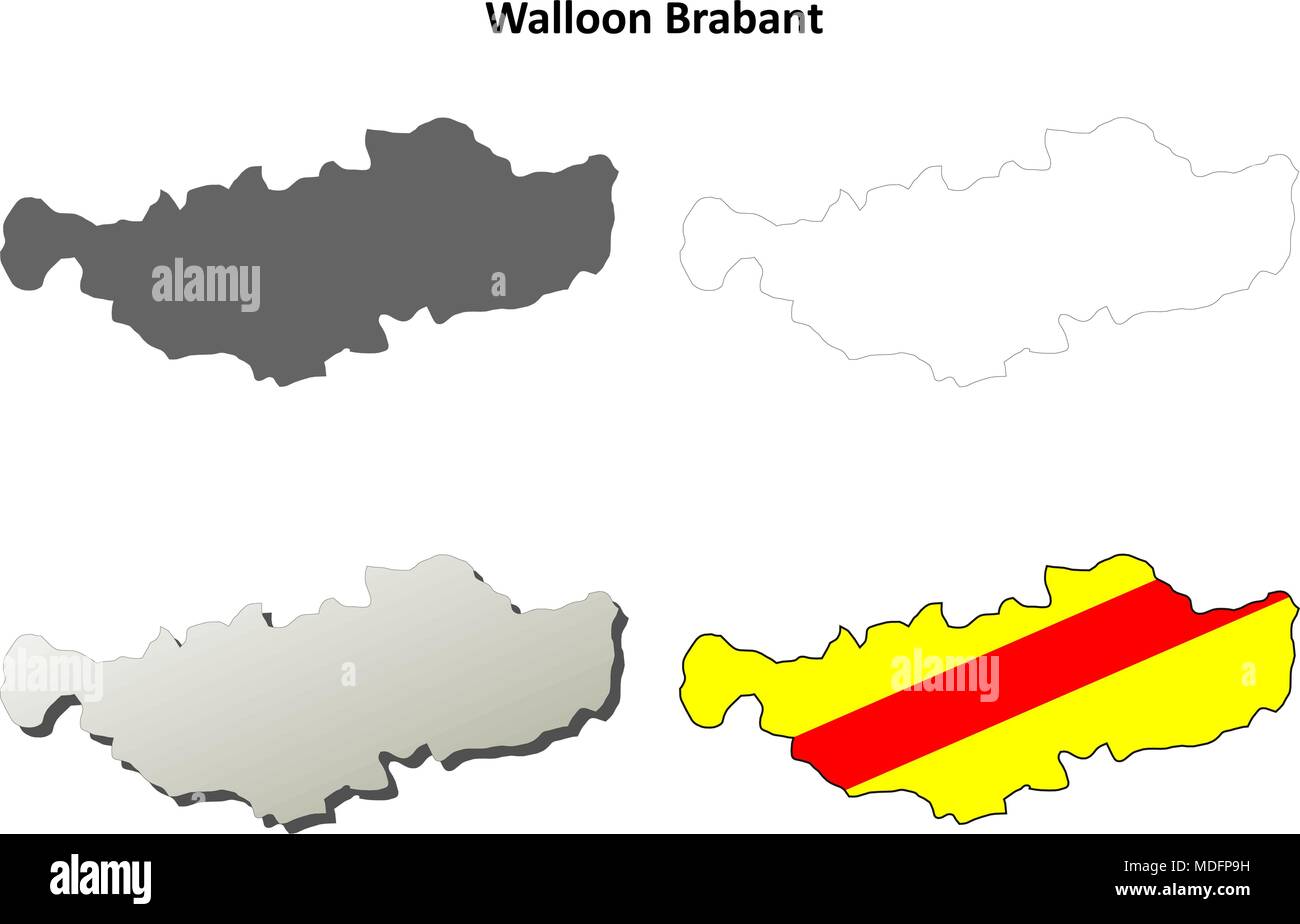 Walloon Brabant outline map set - Walloon version Stock Vector