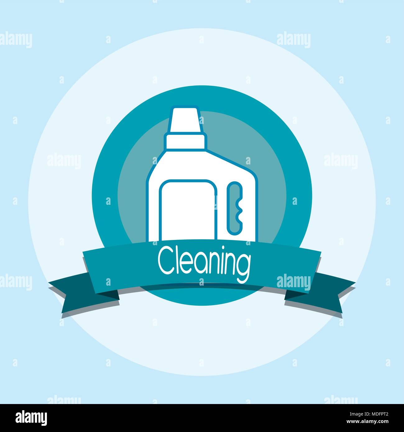house cleaning emblem with cleaning bottle icon over blue background ...