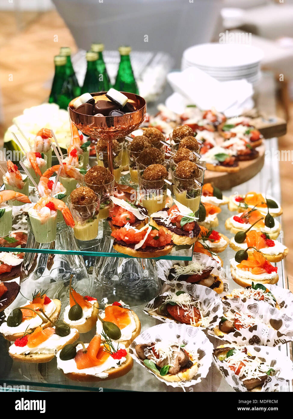 Buffet table with canapes Stock Photo - Alamy