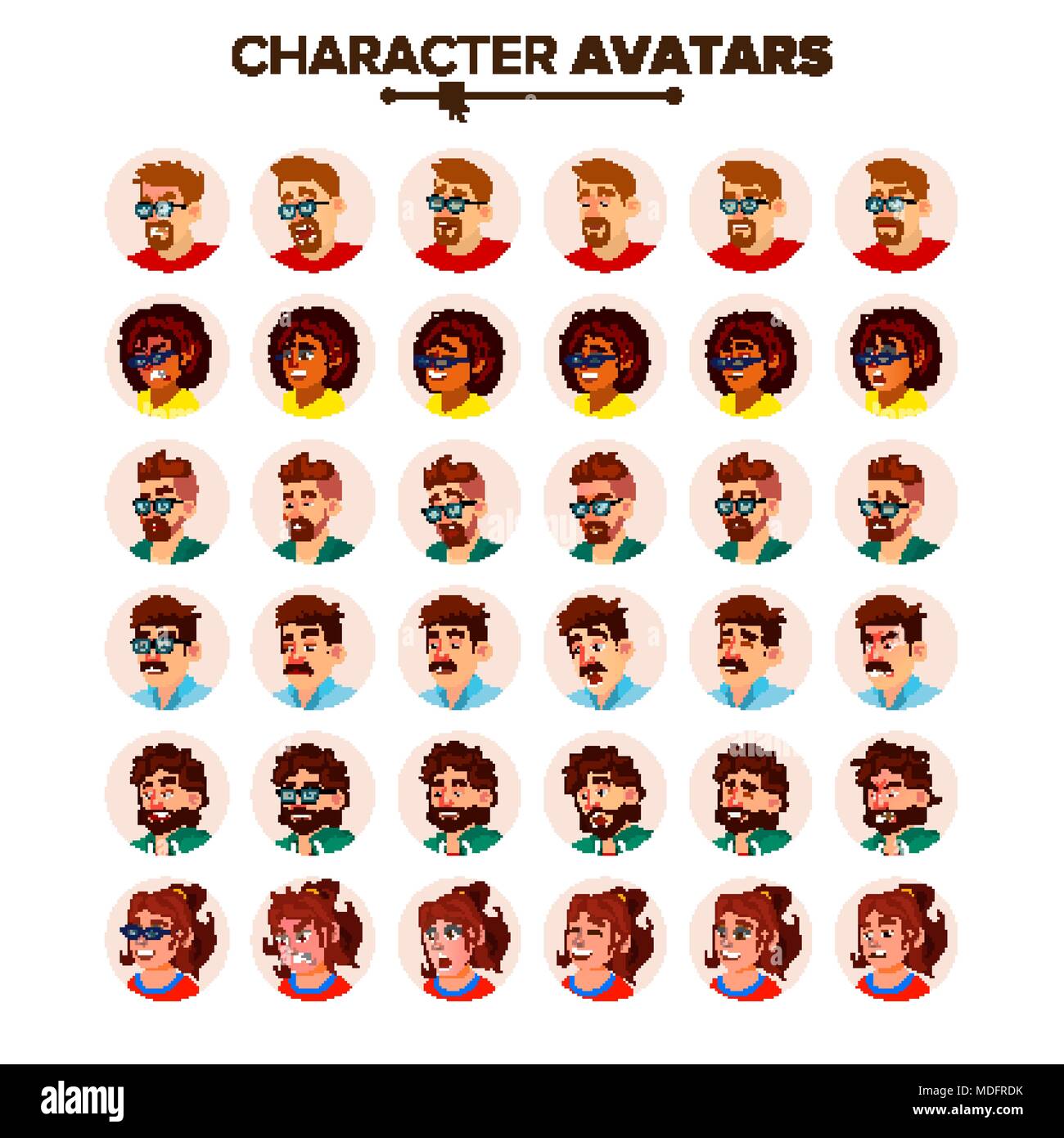 People Avatar Set Vector. Man, Woman. Circle Pictogram. Expressive ...