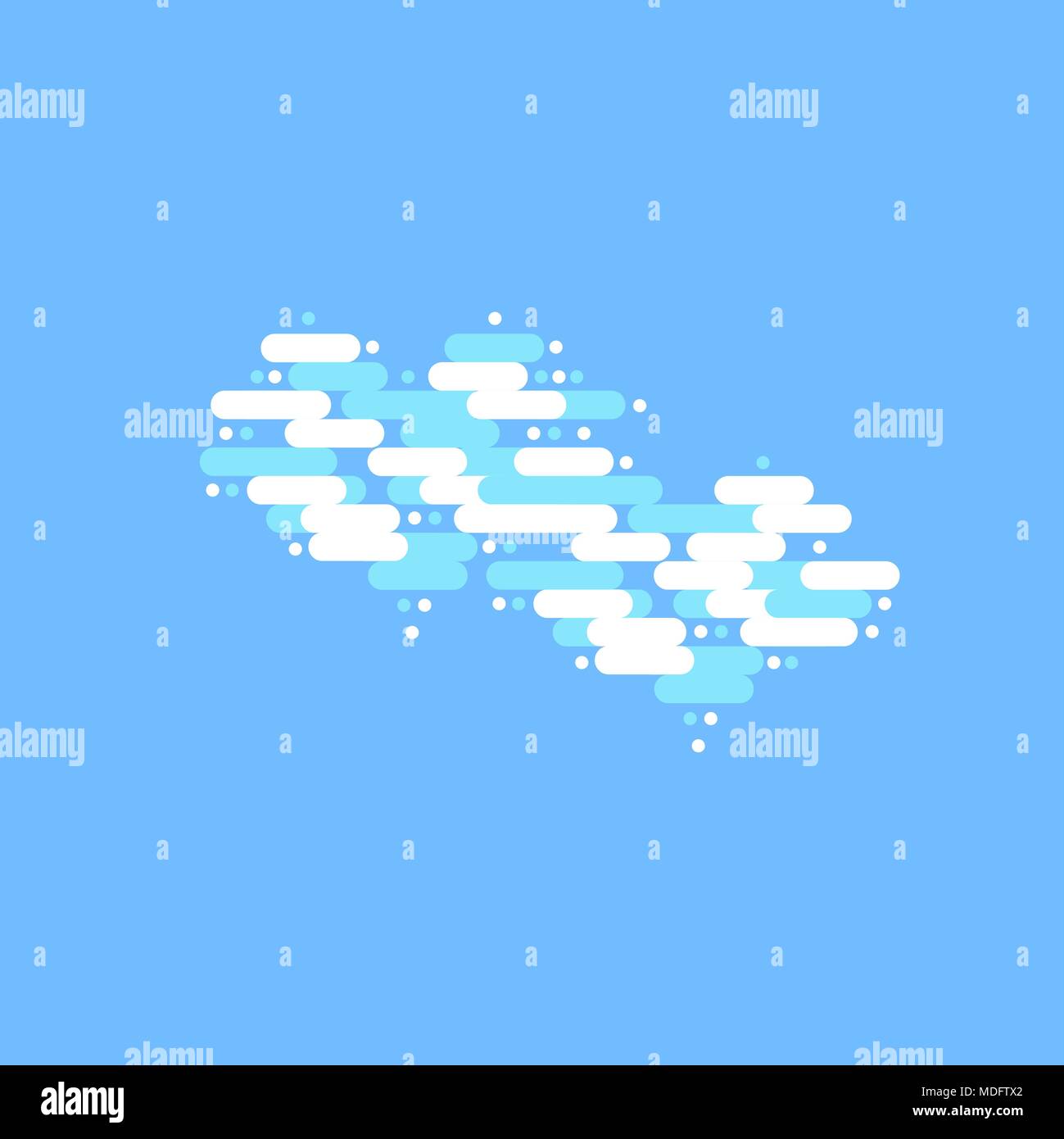 Blue sky with two white clouds in the shape of a heart. Vector ...