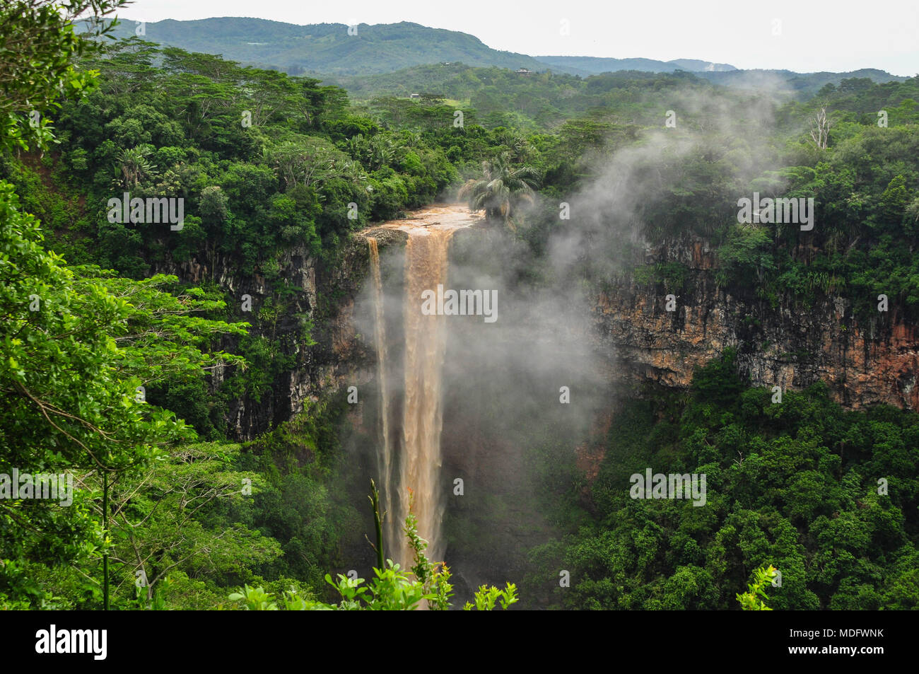Waterfall, Chamarel, Savanne, Mauritius Stock Photo