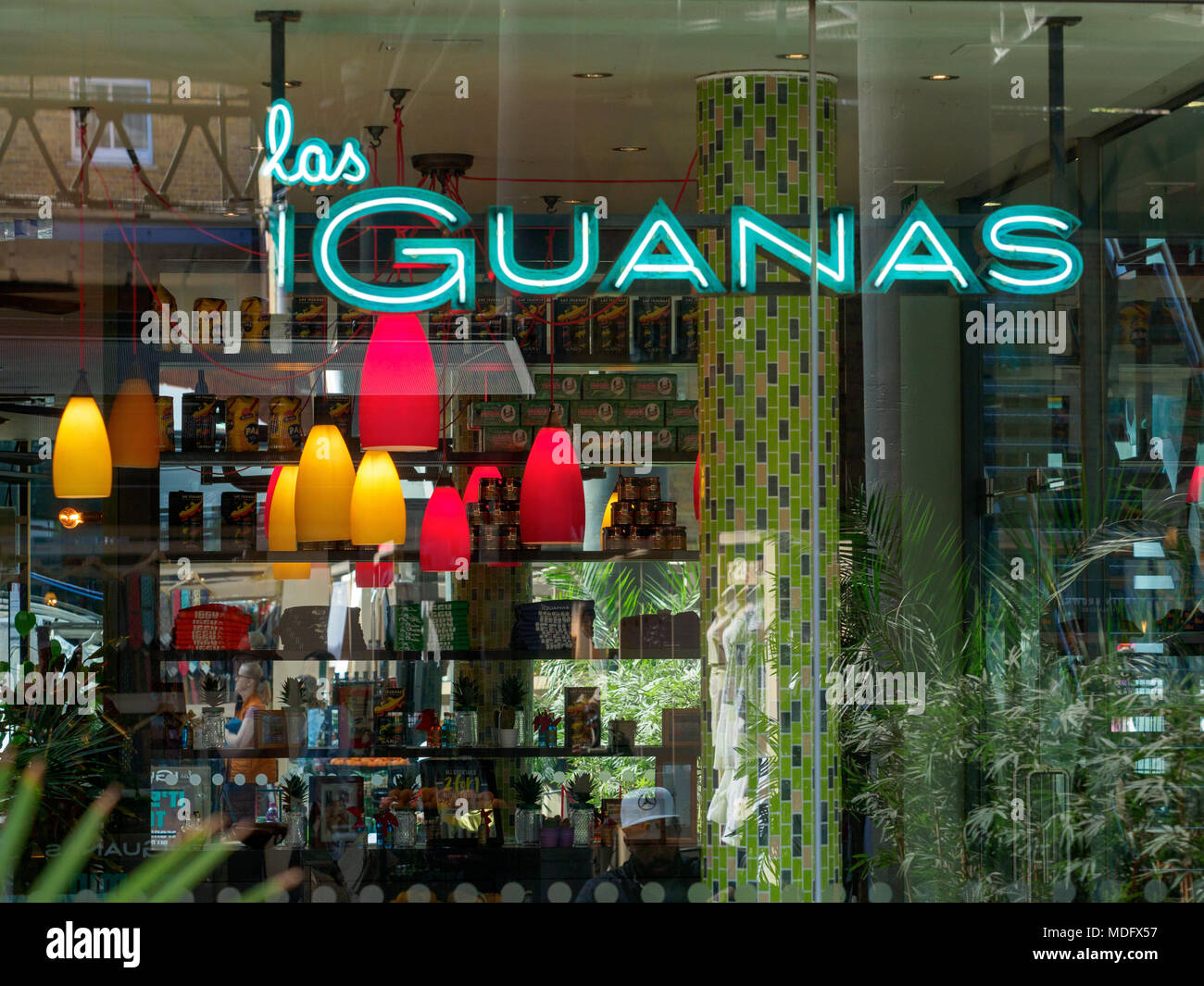 Las Iguanas restaurant in Spitalfields Market, Shoreditch, London.  Las Iguanas is a Latin American style food chain restaurant. Stock Photo
