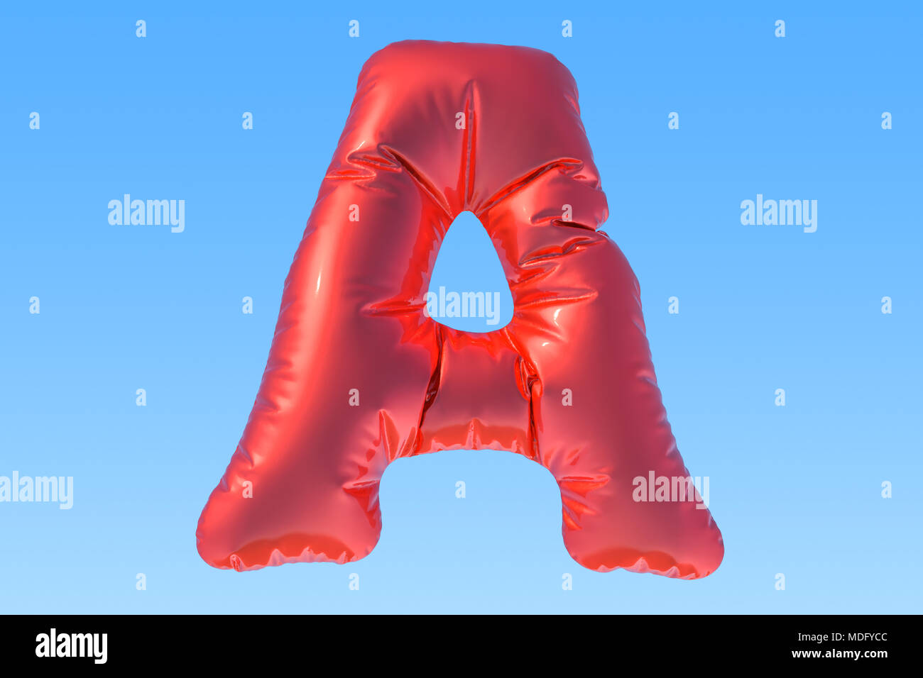 Red foil balloon letter A, 3D rendering Stock Photo