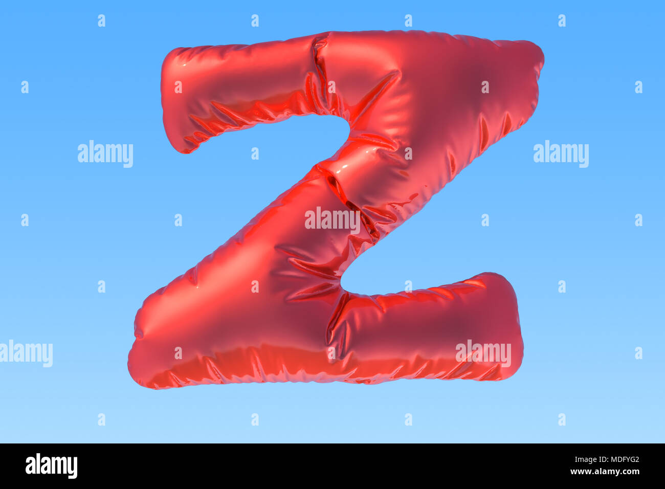 Red foil balloon letter Z, 3D rendering Stock Photo