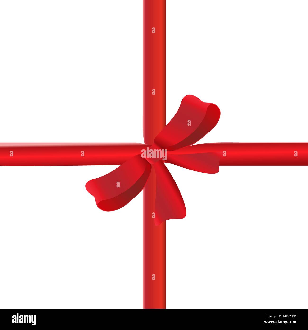 red ribbon with ribbon on white background vector illustration Stock ...