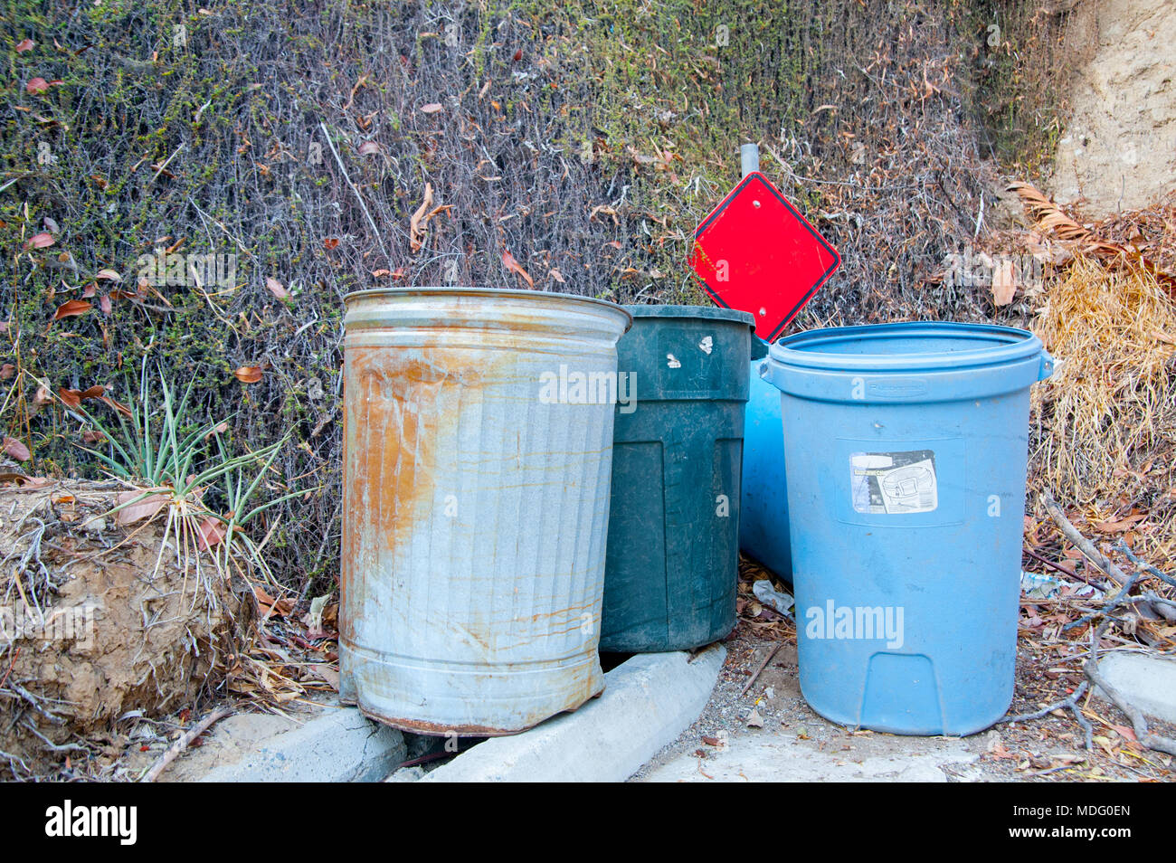 Trash Bins at the park around Long Beach, California. California is
