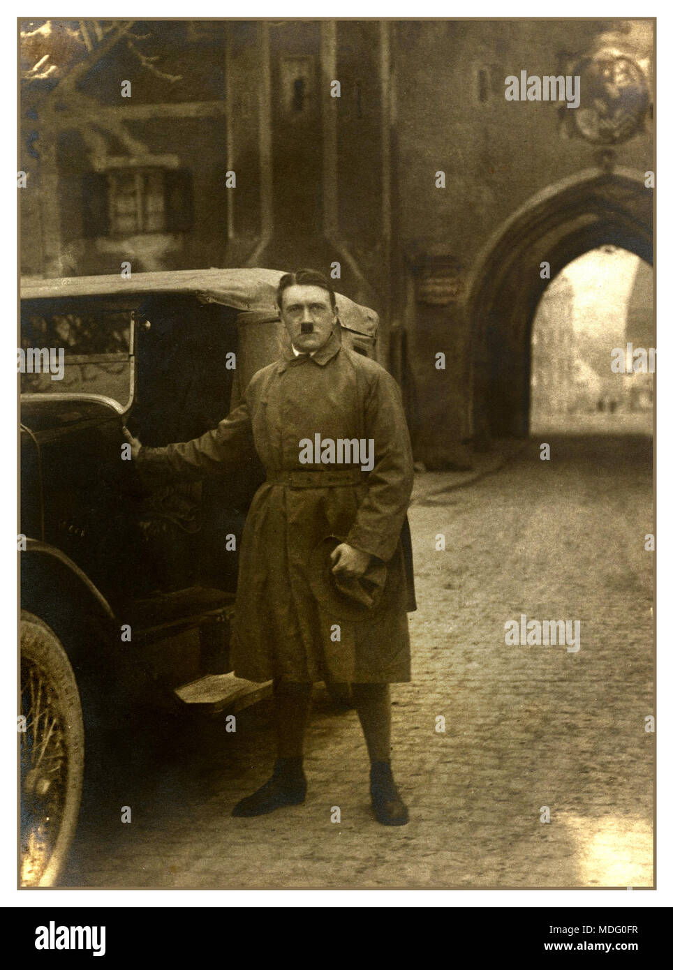 Adolph Hitler Leaving Landsberg Prison Germany December 20, 1924 by photographer Heinrich Hoffmann  (1885–1957) Gelatin silver print Stock Photo