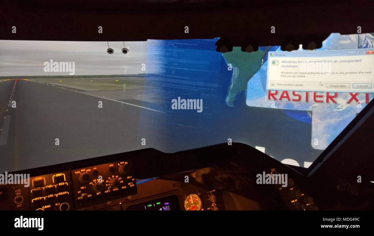 Failure of a Screen Projector in a Full Flight Simulator Training Device Stock Photo