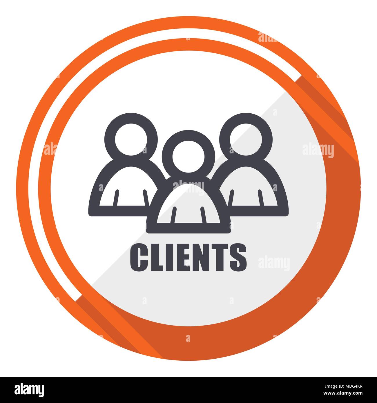 Clients flat design orange round vector icon in eps 10 Stock Vector ...