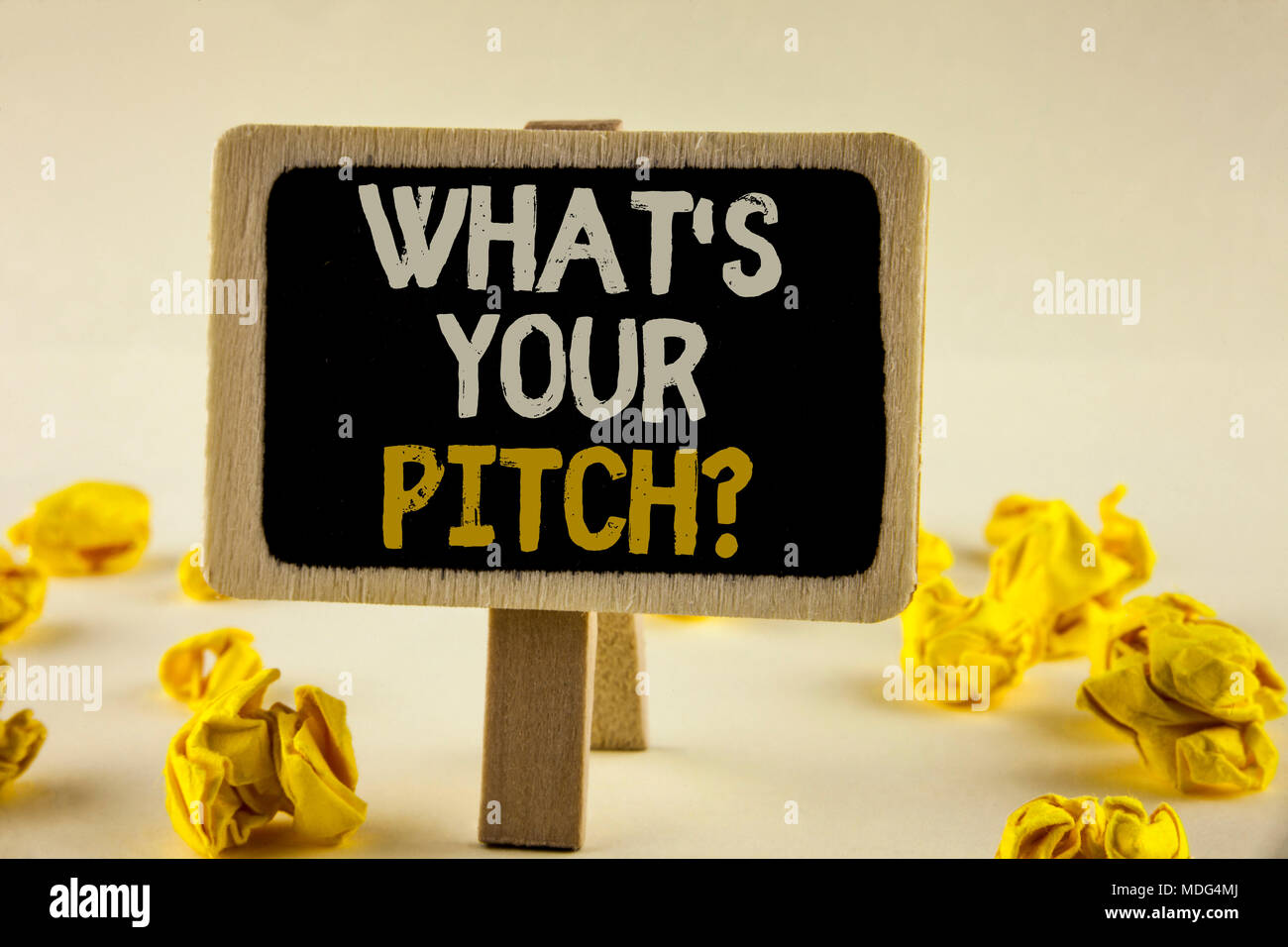 Handwriting text What Is Your Pitch Question. Concept meaning Present