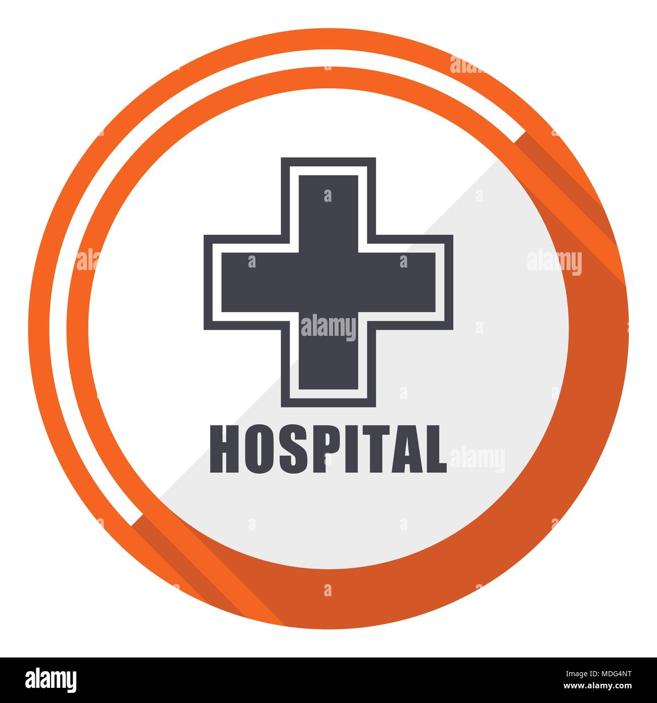 Hospital flat design orange round vector icon in eps 10 Stock Vector ...